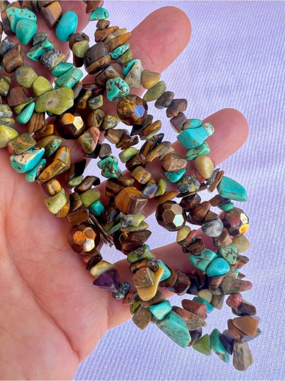 Vintage Multi-stone Multi-strand Chip Necklace - Picture 3 of 7